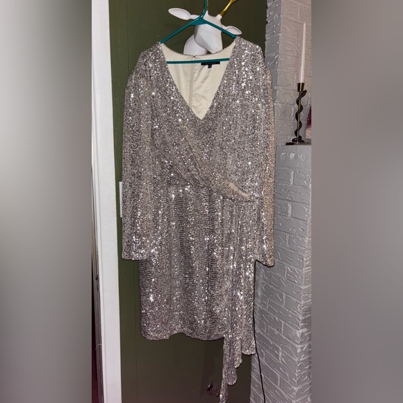 small dresser nightstand Kimberly Open Back Mini Dress in Silver Sequin
